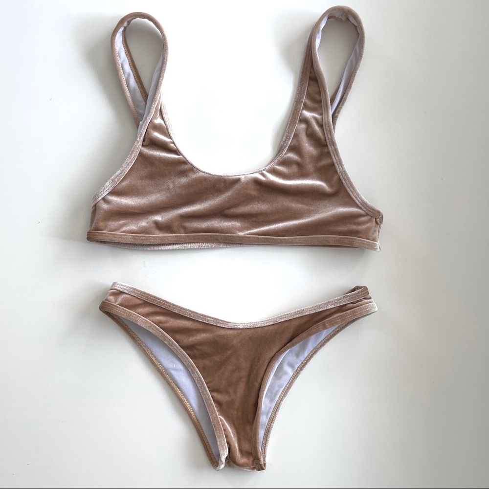 Two Piece Velvet High Leg Bikini - Picture 1 of 3